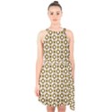 Mazipoodles Olive White Donuts Polka Dot Halter Collar Waist Tie Chiffon Dress View1