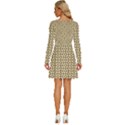 Mazipoodles Olive White Donuts Polka Dot Long Sleeve Wide Neck Velvet Dress View4