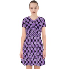 Bitesize Flowers Pearls And Donuts Lilac Black Adorable In Chiffon Dress by Mazipoodles