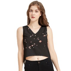 Abstract Rose Gold Glitter Background V-neck Cropped Tank Top by artworkshop