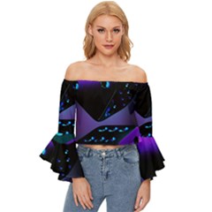 3d Ludo Game,gambling Off Shoulder Flutter Bell Sleeve Top by Bangk1t