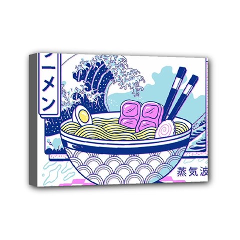 Ramen Kanji Vaporwave Artwork Minimalism Mini Canvas 7  X 5  (stretched) by Bangk1t