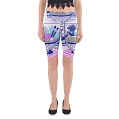 Ramen Kanji Vaporwave Artwork Minimalism Yoga Cropped Leggings by Bangk1t