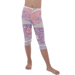 Ramen Kawaii Aesthetic Pink Kids  Lightweight Velour Capri Leggings  by Bangk1t