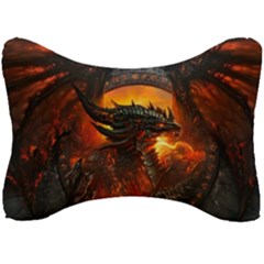 Dragon Art Fire Digital Fantasy Seat Head Rest Cushion by Celenk