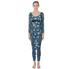 Lotus Bloom In The Calm Sea Of Beautiful Waterlilies Long Sleeve Catsuit by pepitasart