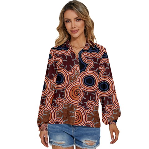 Pathways New Hogarth Arts Women s Long Sleeve Button Up Shirt by hogartharts