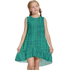 Painted Green Digital Wood Kids  Frill Swing Dress by ConteMonfrey