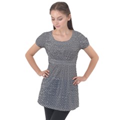 Gray Digital Denim Puff Sleeve Tunic Top by ConteMonfrey