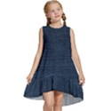 Digital dark blue Linen Kids  Frill Swing Dress View1