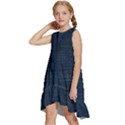 Digital dark blue Linen Kids  Frill Swing Dress View2