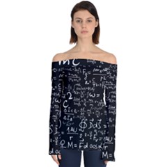 E=mc2 Text Science Albert Einstein Formula Mathematics Physics Off Shoulder Long Sleeve Top by uniart180623