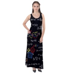 Black Background With Text Overlay Mathematics Formula Board Sleeveless Velour Maxi Dress by uniart180623