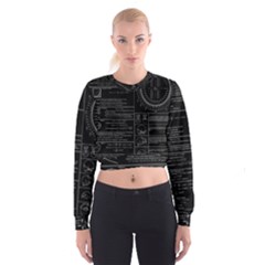 Black Background With Text Overlay Mathematics Trigonometry Cropped Sweatshirt by uniart180623