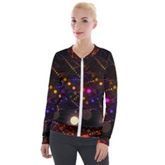 Abstract Light Star Design Laser Light Emitting Diode Velvet Zip Up Jacket by uniart180623