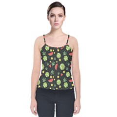 Watermelon Berries Patterns Pattern Velvet Spaghetti Strap Top by uniart180623