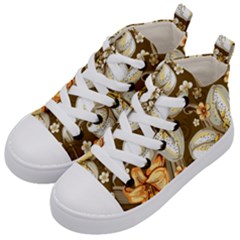 Flowers Pattern Floral Patterns Decorative Art Kids  Mid-top Canvas Sneakers by uniart180623