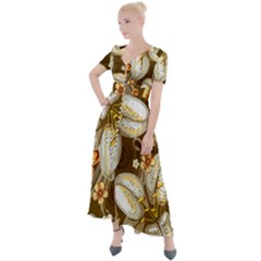 Flowers Pattern Floral Patterns Decorative Art Button Up Short Sleeve Maxi Dress by uniart180623