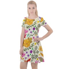 Colorful Flowers Pattern Abstract Patterns Floral Patterns Cap Sleeve Velour Dress  by uniart180623