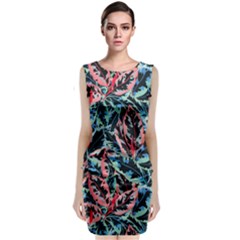 Leaves Leaf Pattern Patterns Colorfu Sleeveless Velvet Midi Dress by uniart180623