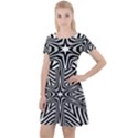 Fractal Star Mandala Black And White Cap Sleeve Velour Dress  View1