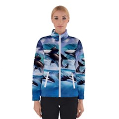 Orca Wave Water Underwater Sky Women s Bomber Jacket by uniart180623