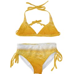 Texture Pattern Macro Glass Of Beer Foam White Yellow Kids  Classic Bikini Set by uniart180623