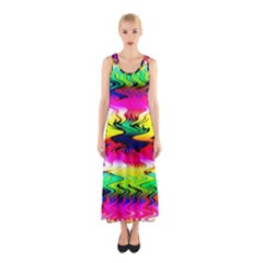 Waves Of Color Sleeveless Maxi Dress by uniart180623