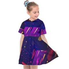 Colorful Abstract Background Creative Digital Art Colorful Geometric Artwork Kids  Sailor Dress by uniart180623