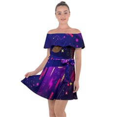 Colorful Abstract Background Creative Digital Art Colorful Geometric Artwork Off Shoulder Velour Dress by uniart180623