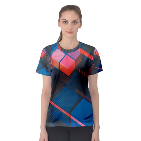 Minimalist Abstract Shaping Abstract Digital Art Minimalism Women s Sport Mesh Tee by uniart180623