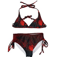 Dark Forest Jungle Plant Black Red Tree Kids  Classic Bikini Set by uniart180623