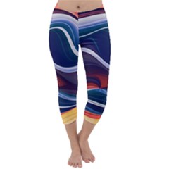 Wave Of Abstract Colors Capri Winter Leggings  by uniart180623