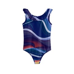 Wave Of Abstract Colors Kids  Frill Swimsuit by uniart180623