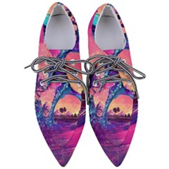 Retro Wave Ocean Pointed Oxford Shoes by uniart180623