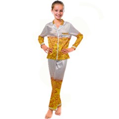 Beer Texture Drinks Texture Kids  Satin Long Sleeve Pajamas Set by uniart180623