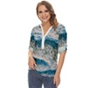 Waves Wave Nature Beach Zip Up Long Sleeve Blouse View2