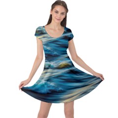 Waves Abstract Waves Abstract Cap Sleeve Dress by uniart180623