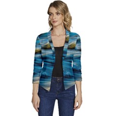 Waves Abstract Waves Abstract Women s Casual 3/4 Sleeve Spring Jacket by uniart180623