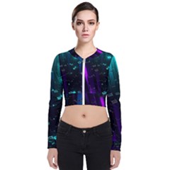 Abstract Building City 3d Long Sleeve Zip Up Bomber Jacket by uniart180623