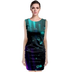 Abstract Building City 3d Sleeveless Velvet Midi Dress by uniart180623