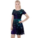 Abstract Building City 3d Cap Sleeve Velour Dress  View1