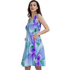 Abstract Flowers Flower Abstract Sleeveless V-neck Skater Dress With Pockets by uniart180623