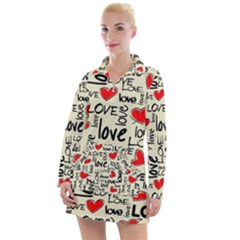 Love Abstract Background Textures Creative Grunge Women s Long Sleeve Casual Dress by uniart180623