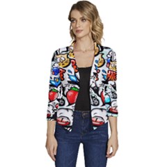 Graffiti Art Cartoon Comic Women s Casual 3/4 Sleeve Spring Jacket by uniart180623