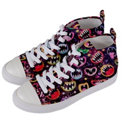 Funny Monster Mouths Women s Mid-top Canvas Sneakers by uniart180623