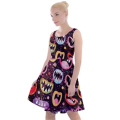 Funny Monster Mouths Knee Length Skater Dress by uniart180623