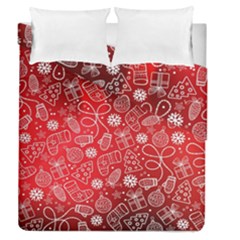 Christmas Pattern Red Duvet Cover Double Side (queen Size) by uniart180623