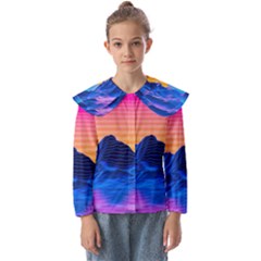 Sun Ultra Artistic 3d Illustration Sunset Kids  Peter Pan Collar Blouse by uniart180623