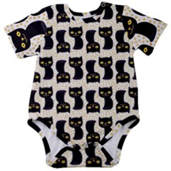 Black Cats And Dots Koteto Cat Pattern Kitty Baby Short Sleeve Bodysuit by uniart180623